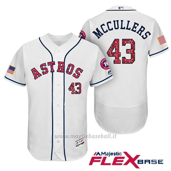 Maglia Baseball Uomo Houston Astros 2017 Estrellas y Rayas Lance Mccullers Bianco Flex Base